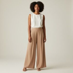 Tribal Jeans Wide Leg Pants Women 1X Brown NEW Linen Blend Pleated High Rise